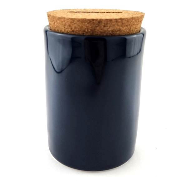 Rae Dunn Coin Bank BEER FUND Mug Navy Blue  With Removable Slotted Cork Topper - Picture 4 of 8